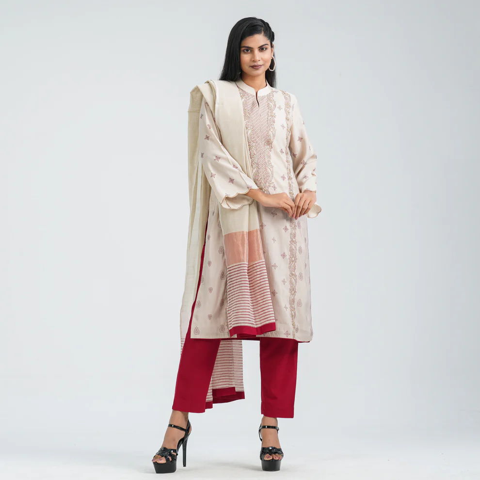 Women’s Silk Embroidery Three Piece Set